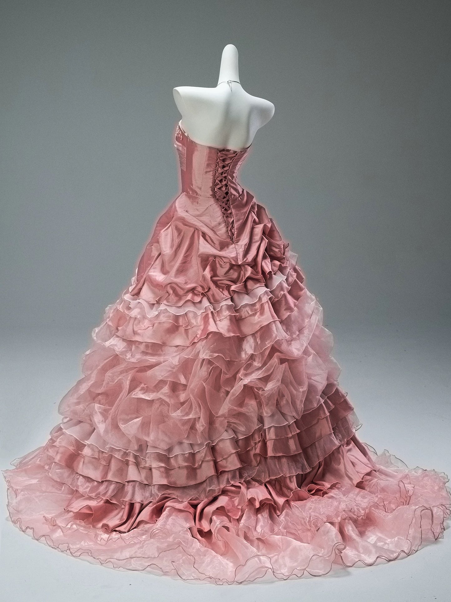 Robe d'anniversaire rose coupe trapèze, robes de Quinceanera, Sweet 15, J8436