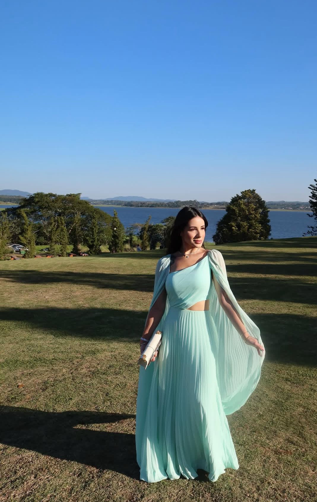 Robe de soirée formelle en mousseline de soie, coupe trapèze, J7155