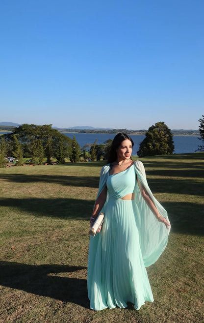 Robe de soirée formelle en mousseline de soie, coupe trapèze, J7155