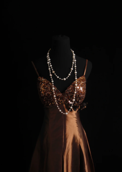 Spaghetti Strap Brown Short Prom Dress Sequin Evening Dress J8662