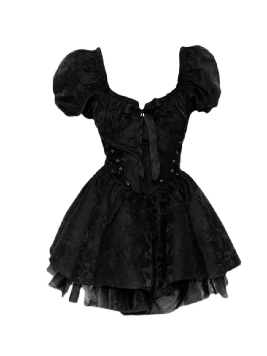 Black A Line Short Dress Sexy Mini Dress L37