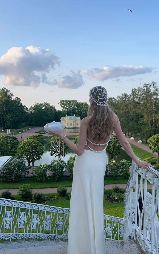 Halter Ivory A Line Birthday Dress Backlessv Long Formal Prom Dress J7183