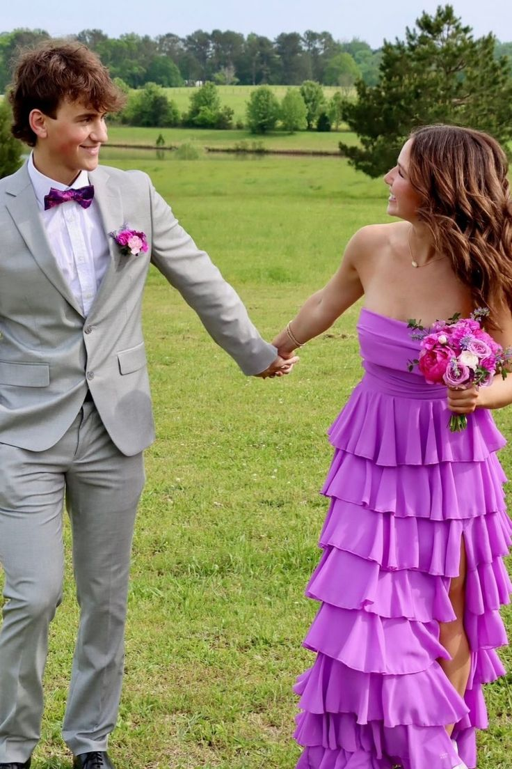 A Line Strapless Ruffles Long Prom Formal Dress J6808