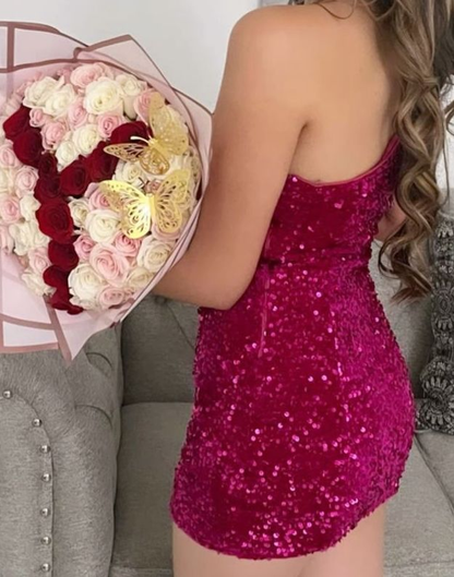 Elegant Sequin Homecoming Dress Short Party Gown J3969