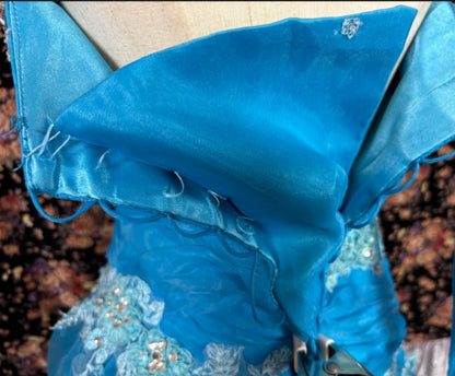 Sweetheart Blue Long Prom Dress With Applique Vintage Formal Evening Dress J8634