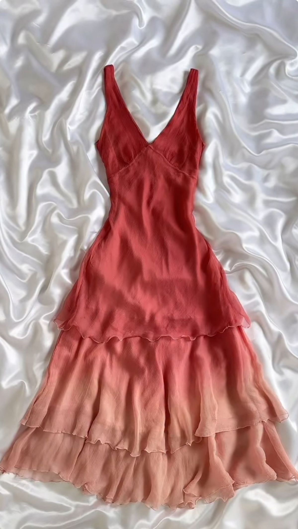 Langes Ballkleid aus Chiffon mit Farbverlauf, A-Linie, Vintage-Abendkleid J8300