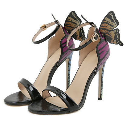 3D Butterfly Ankle Strap Stiletto Heel Sandals  H6