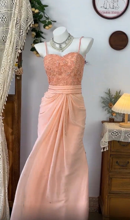 Spaghetti Straps Beaded Long Prom Dress Formal Party Dress J8415