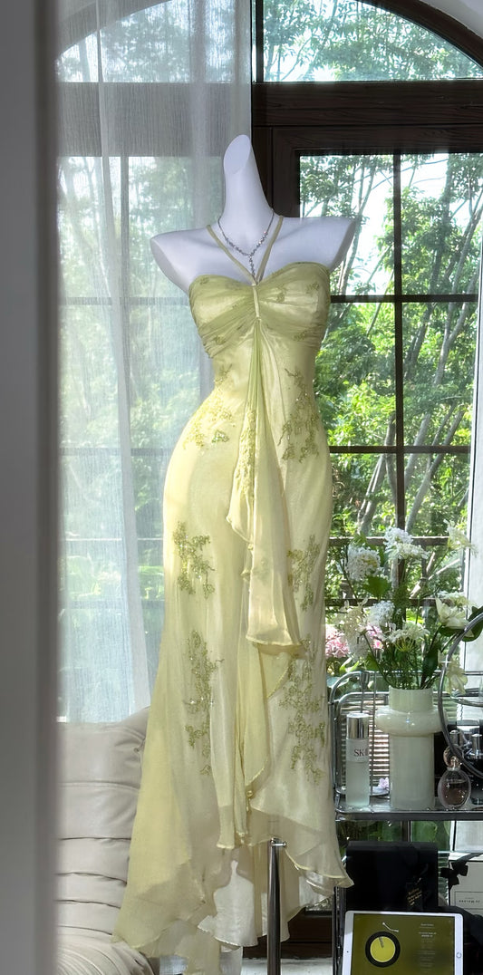 Spaghetti Straps Green Mermaid Prom Dress Fairy Formal Dress J7293