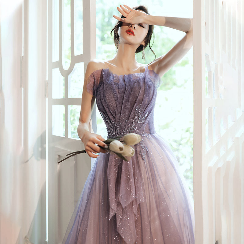 Gradient Purple Long Prom Dress A Line Evening Dress 107