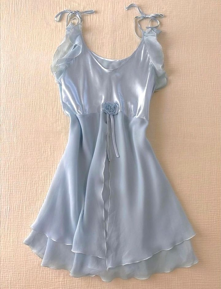 A Line Blue Chiffon Mini Dress Short Party Dress J8215