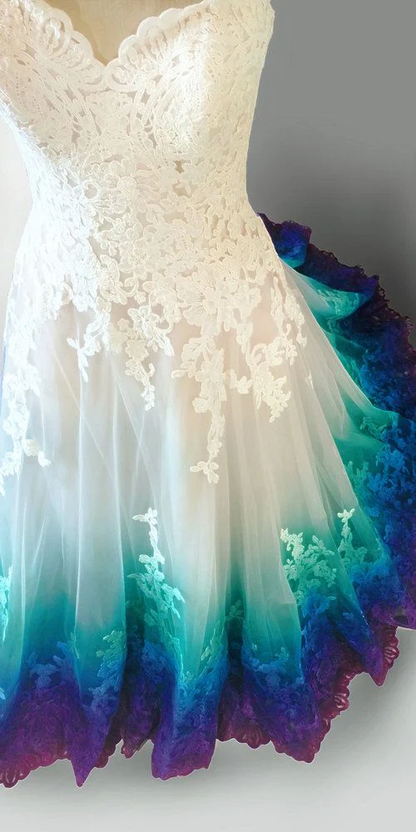 Ombré Wedding Dress Ball Gown Lace Applique Bridal Dress J8355