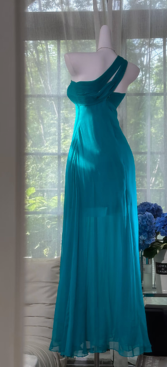 Robe de bal longue en mousseline à une épaule, simple, pour demoiselle d'honneur, J8409