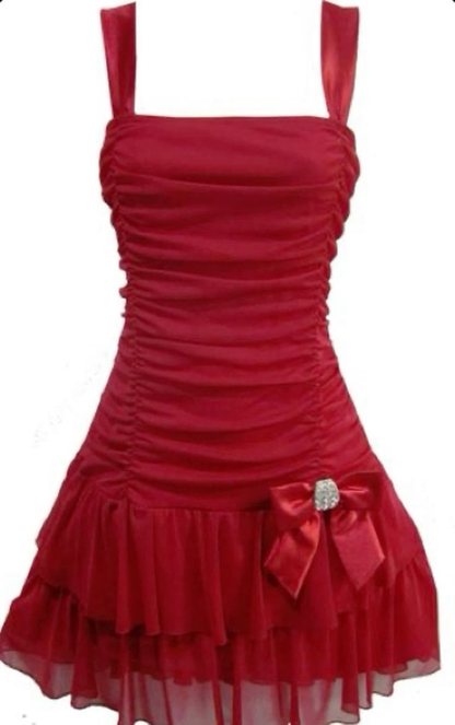 A line Straps Red Short Homecoming Dress Birthday Dresses J7574