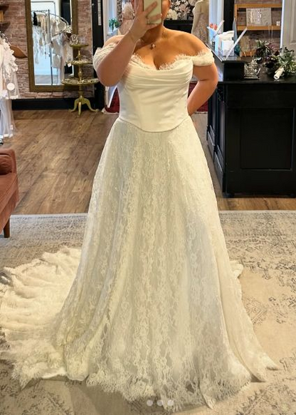 Off The Shoulder Lace Wedding Dress Elegant Bridal Dress J8176