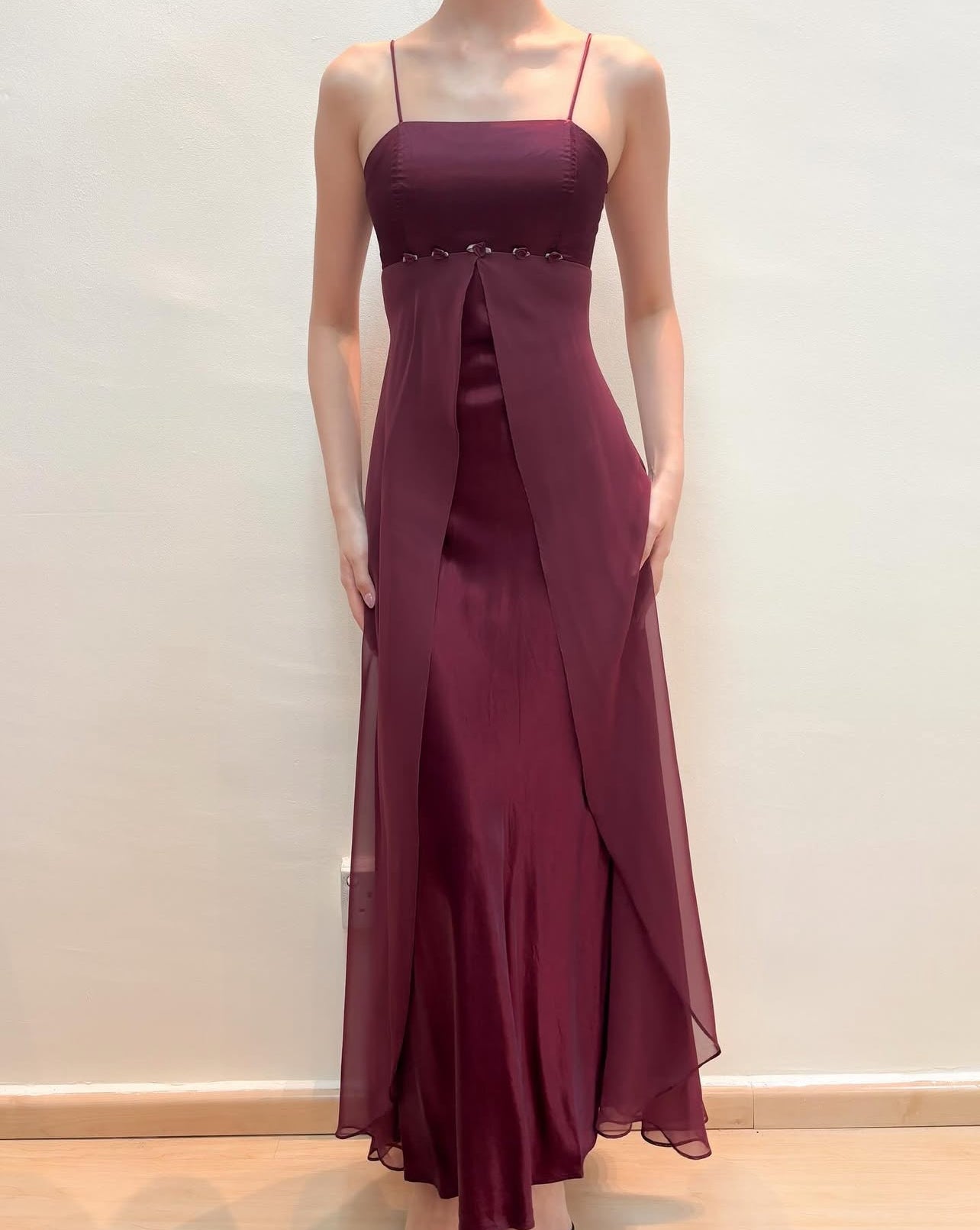 Spaghetti Straps Wine Red Long Prom Dress Vintage Evening Dress J8575