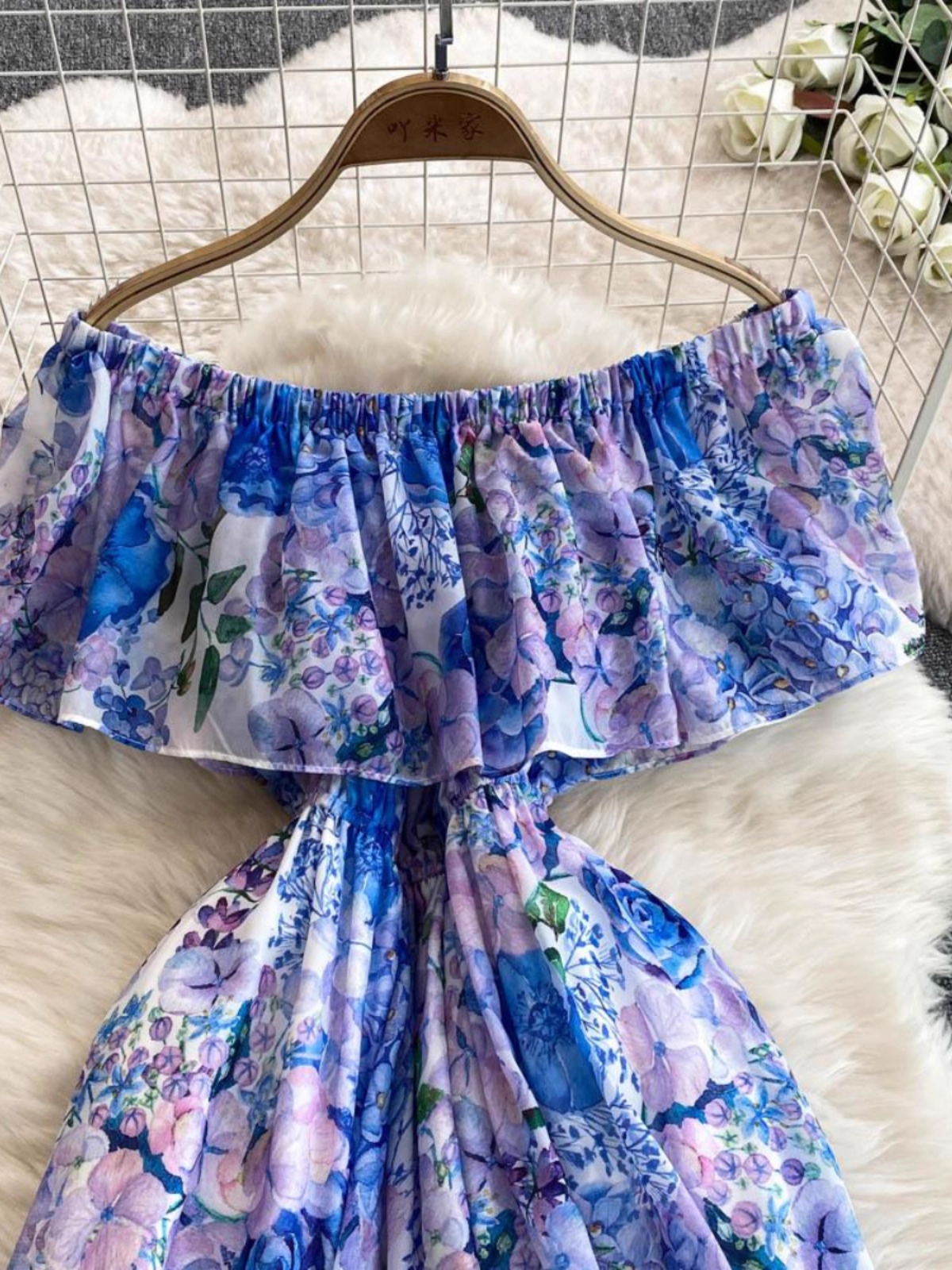 Ruffled Off-shoulder Long Chiffon Fairy Dress L42