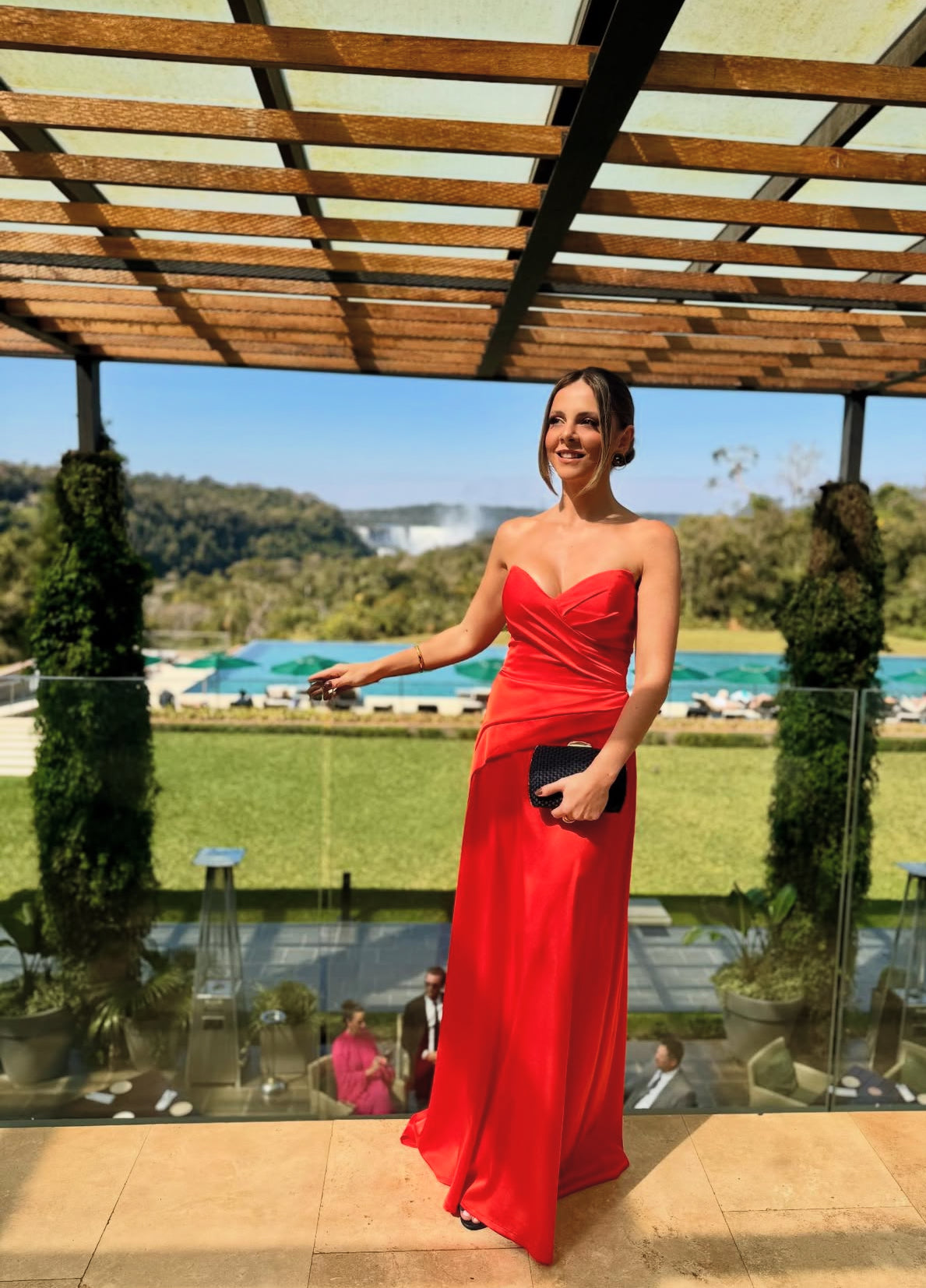 Red Sheath Long Prom Prom Dress Wedding Guest Dress J8006