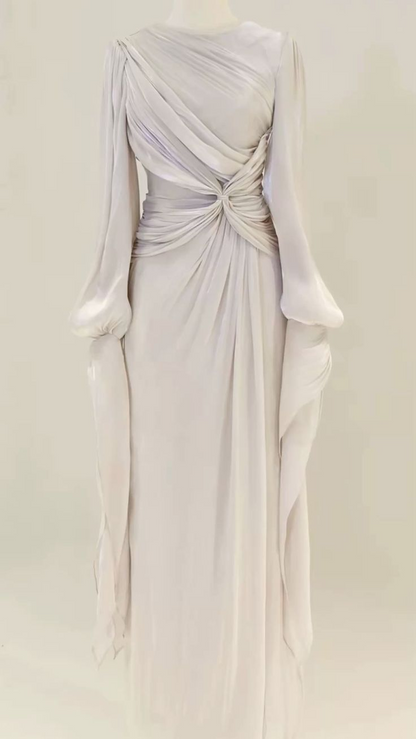 Robe de soirée bordeaux à manches longues et coupe trapèze J8160
