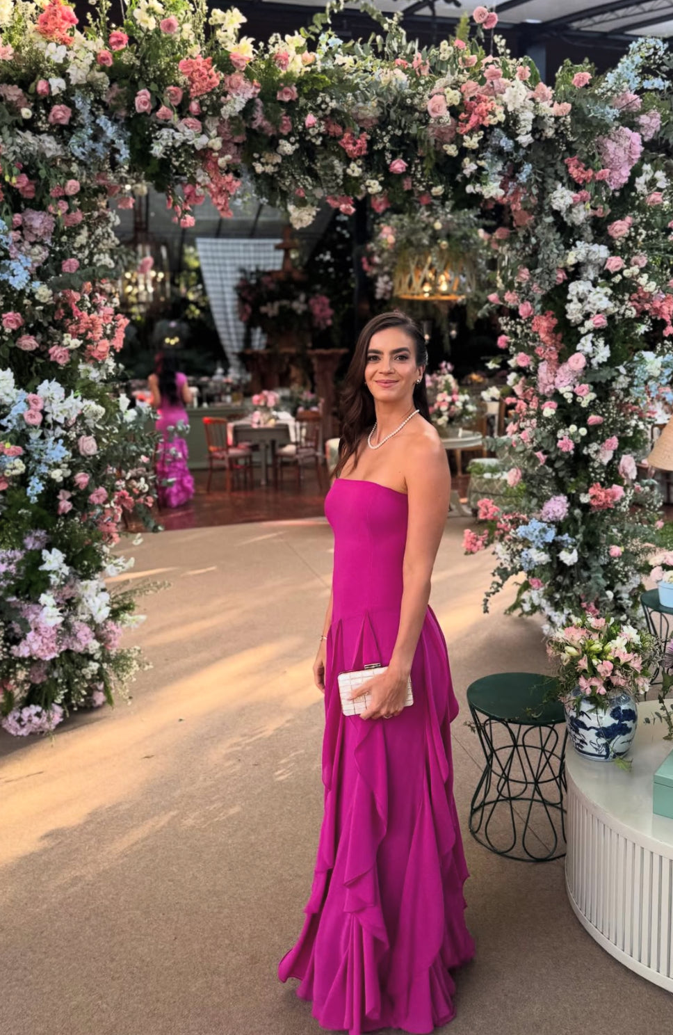 Robe de mariée bustier trapèze en mousseline de soie, à volants, tenue de soirée formelle J7407