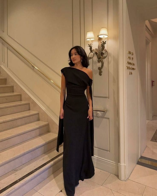 Robe longue fourreau noire Muse Drape Maxi Dress J8787