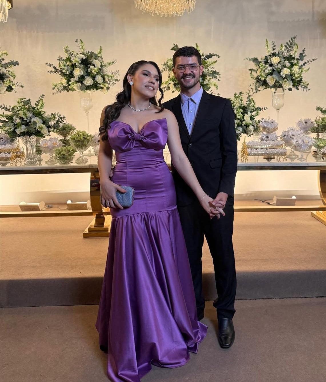 Robe de bal longue en satin violet style sirène, robe d'invitée de mariage J8016