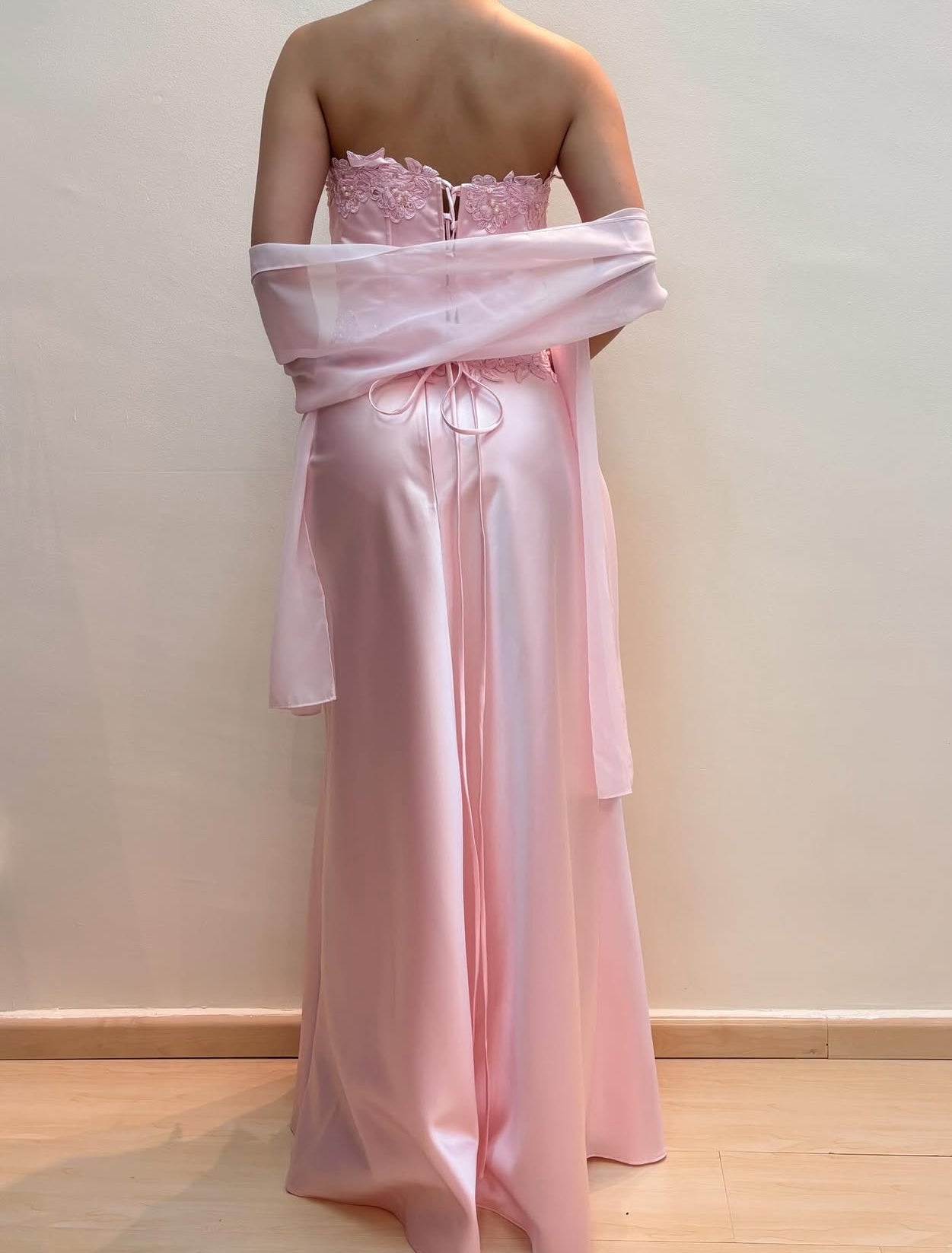 Robe de bal longue rose à appliques, robe de soirée formelle J8574