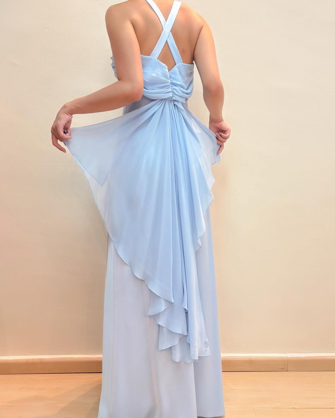 A Line Blue Vintage Long Prom Dress Formal Party Dress J8580