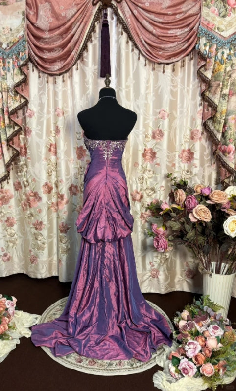 Sweetheart Purple Prom Dress Vintage Evening Party Dress J8477