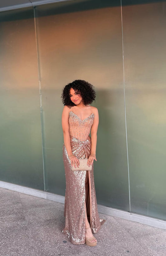 Sequin Beaded Mermaid Prom Dress Formal Evening Party Dress J7198