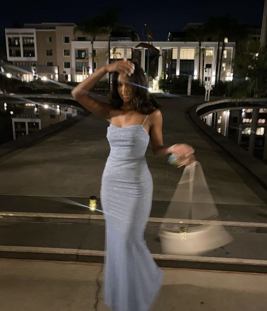 Blue Sparkle Long Prom Party Dress Long Evening Dress J8364