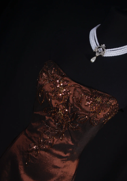 Beaded Coffee Long Prom Dress Formal Evening Dress J8665