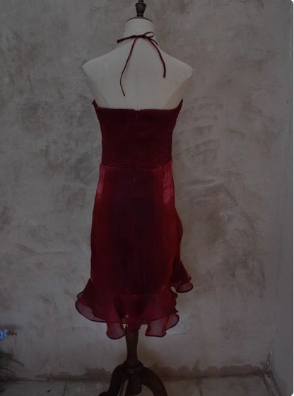 Robe d'anniversaire dos nu à volants, robe de soirée J7753