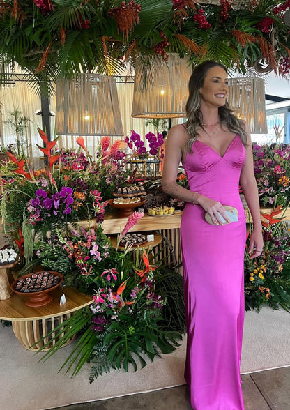 Spaghetti Straps Sheath Prom Dress V Neck Formal Party Dress Evening Dress J7017