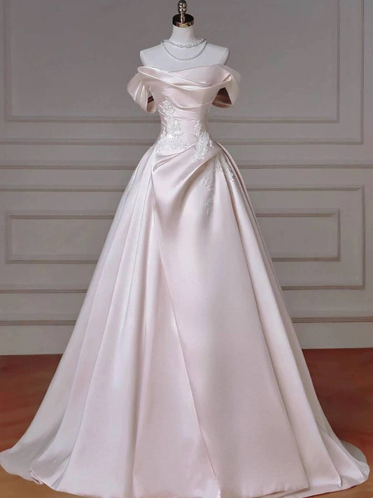 Off Shoulder Baby Pink Prom Dress A Line Birthday Ball Gown J7720