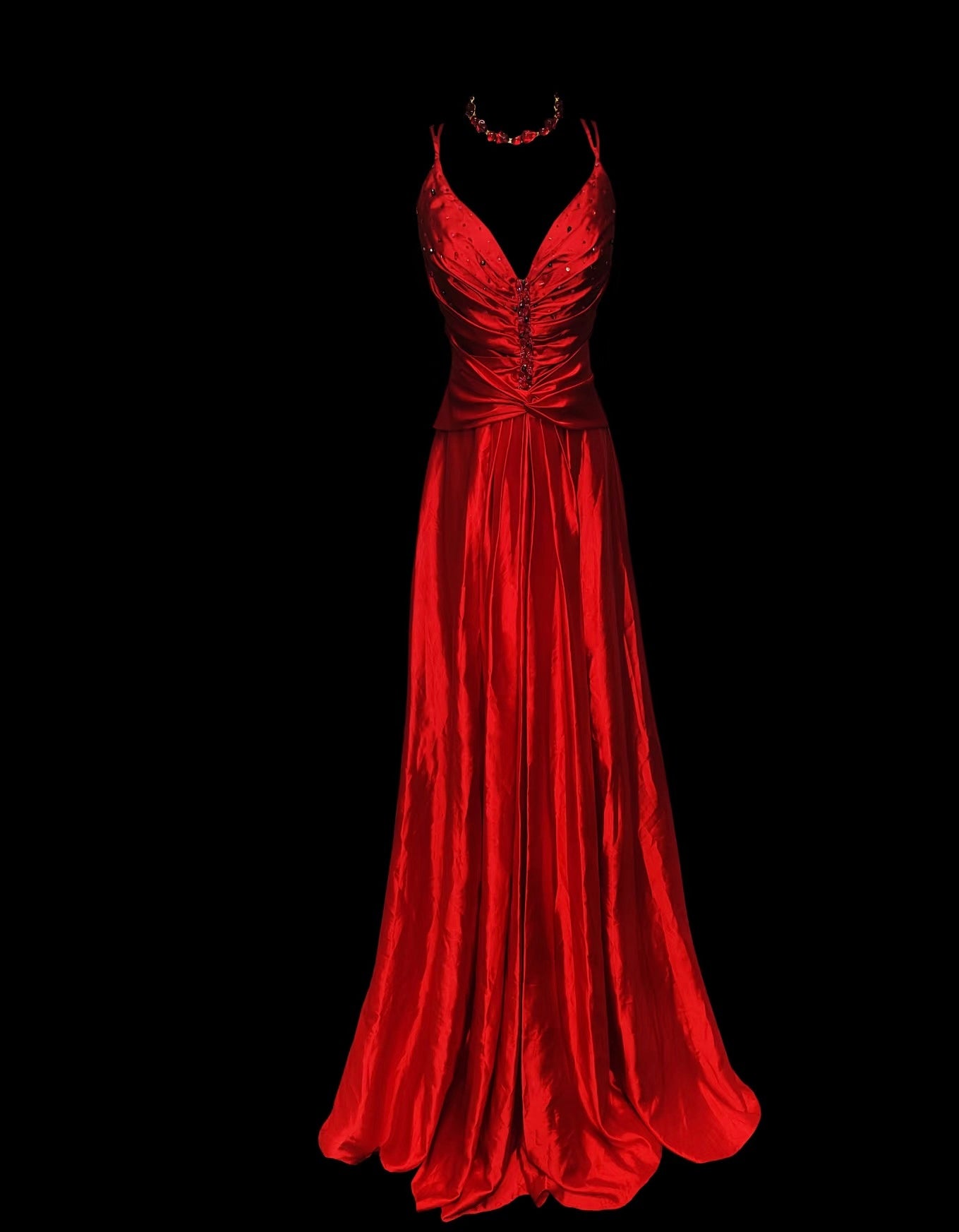 Red Mermaid Satin Evening Dress Formal Prom Dress J7319