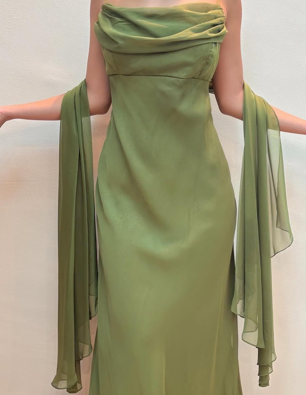 Spaghetti Straps Green Long Prom Dress Chiffon Evening Dress J8584