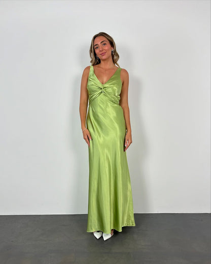 Grünes Etuikleid aus Satin, Ballkleid für formelle Abendveranstaltungen, Partykleid J5869
