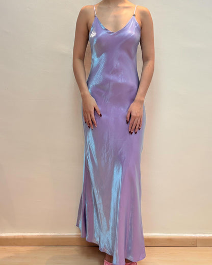 Spaghetti Straps Lavender Sheath Long Prom Dress Formal Party Gown J5879