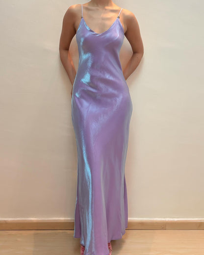 Spaghetti Straps Lavender Sheath Long Prom Dress Formal Party Gown J5879