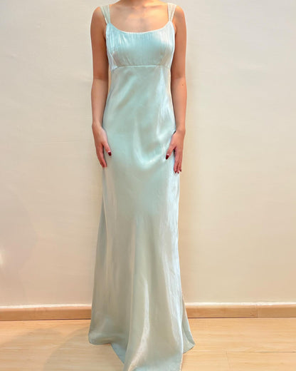 Blue Sheath Prom Dress Vintage Formal Party Gown J5882