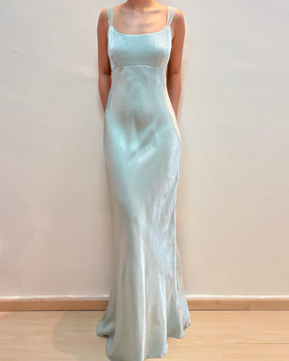 Blue Sheath Prom Dress Vintage Formal Party Gown J5882