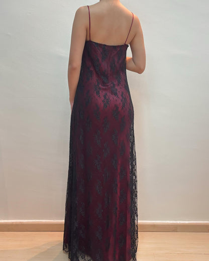 Spaghettiträger Spitze Vintage Ballkleid Etui Abendkleid J5890