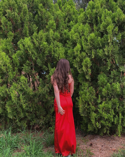 Spaghettiträger Satin Langes Ballkleid Abendkleid J5915