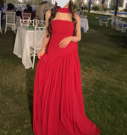 A Line Red Long Prom Dress Formal Party Dress J5927