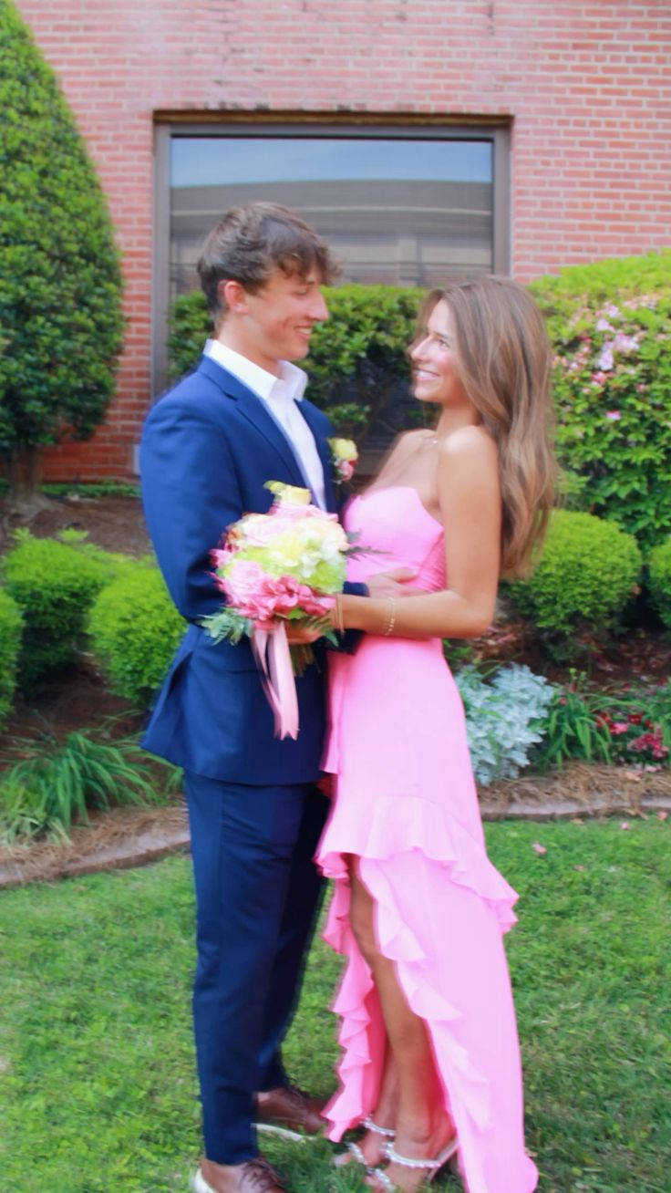 Rosa Rüschen Formales Kleid Schlitz Abend Ballkleid J5954
