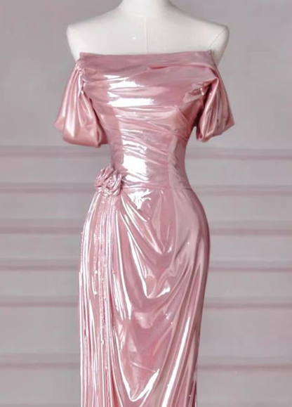 Robe de bal longue rose sirène sans bretelles J5967