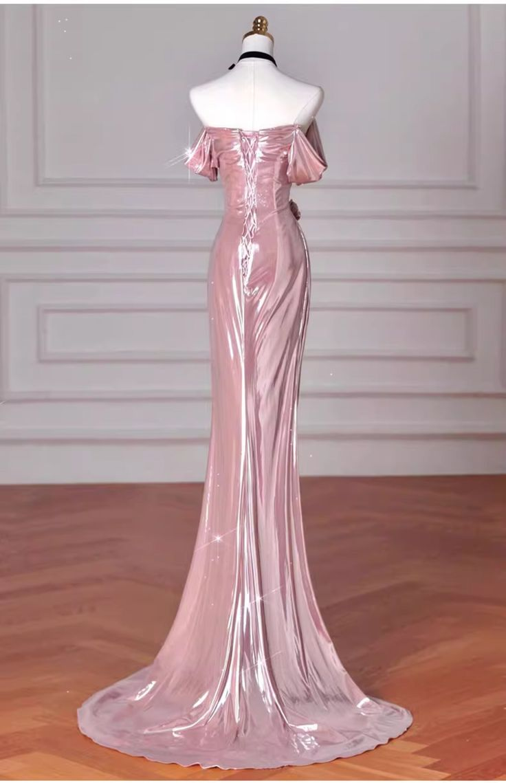 Robe de bal longue rose sirène sans bretelles J5967