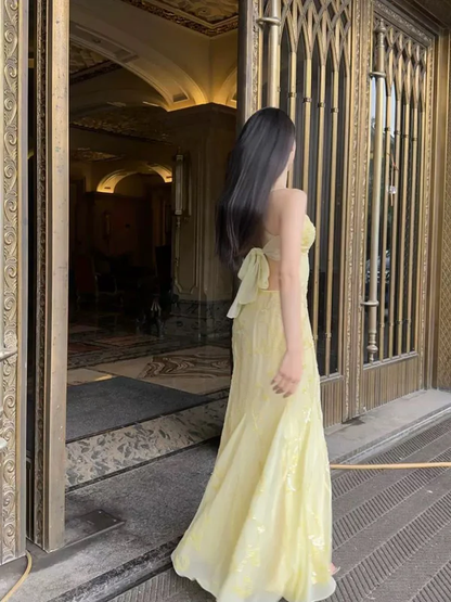 Meerjungfrau Gelb Lange Ballkleider Perlen Abendkleid J5975