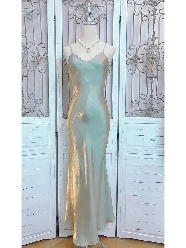 Meerjungfrau Spaghettiträger Langes Ballkleid Abendkleid J5977